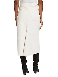 Mid-Rise Denim Midi-Skirt