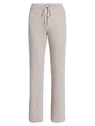 Wide Rib-Knit Drawstring Pants