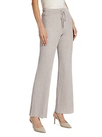 Wide Rib-Knit Drawstring Pants
