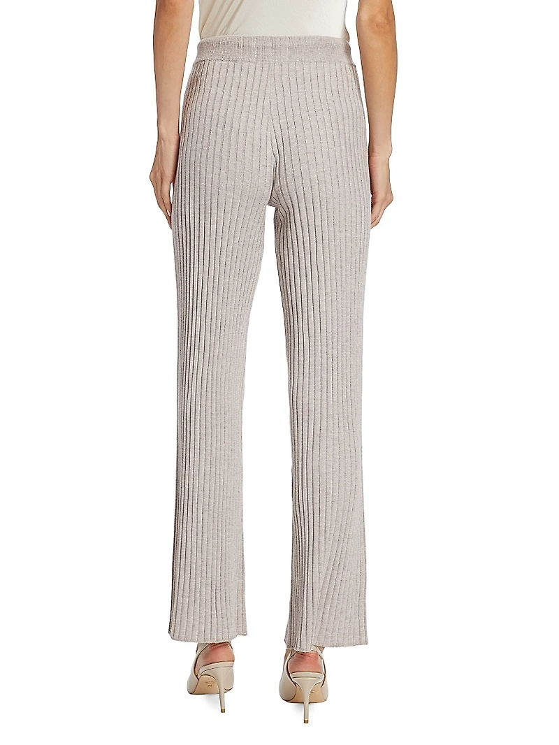 Wide Rib-Knit Drawstring Pants