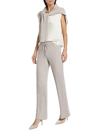 Wide Rib-Knit Drawstring Pants