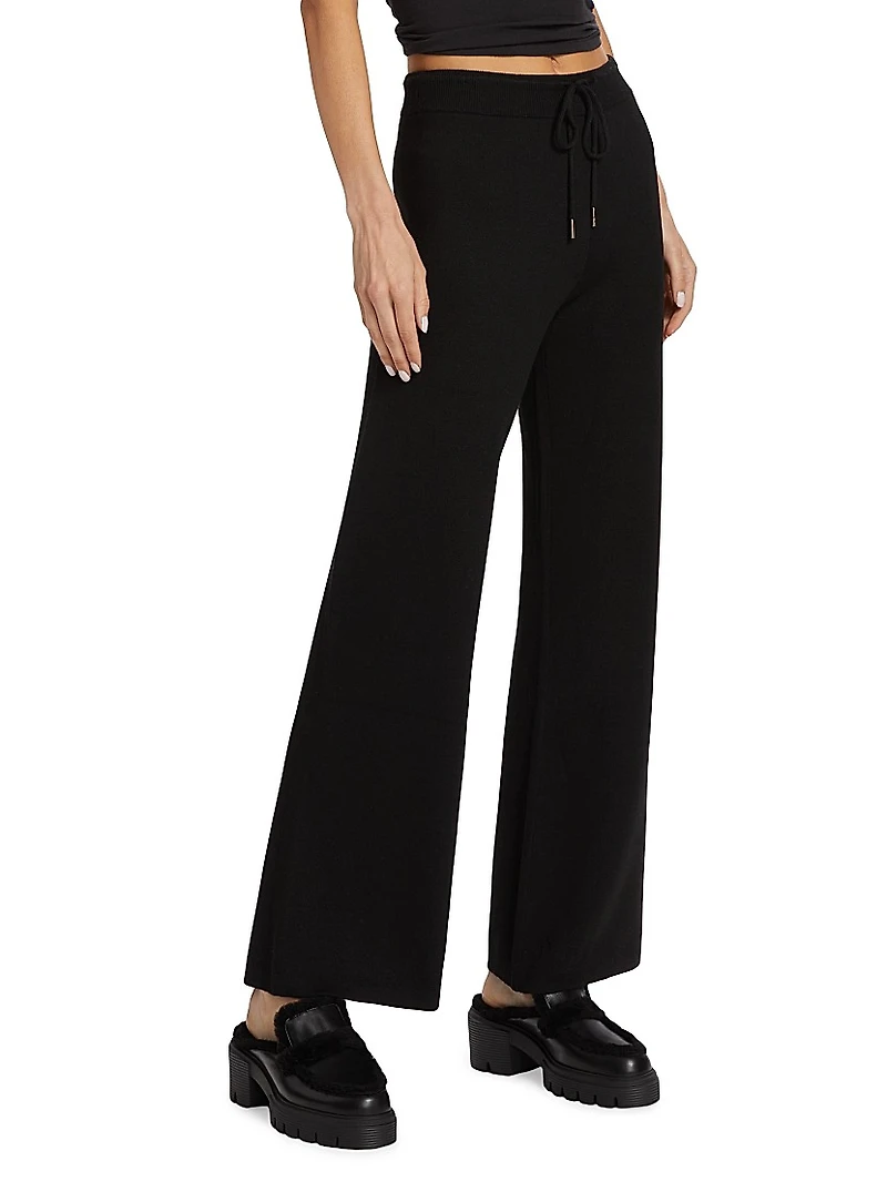 Double-Knit Wide-Leg Drawstring Pants