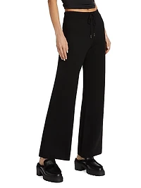 Double-Knit Wide-Leg Drawstring Pants