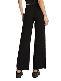 Double-Knit Wide-Leg Drawstring Pants
