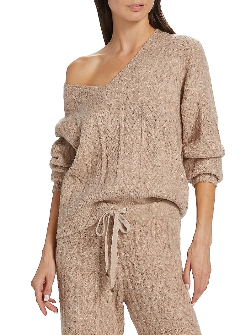 Cable-Knit V-Neck Sweater