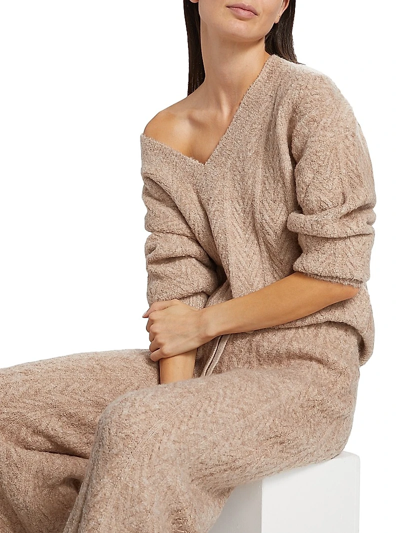 Cable-Knit V-Neck Sweater