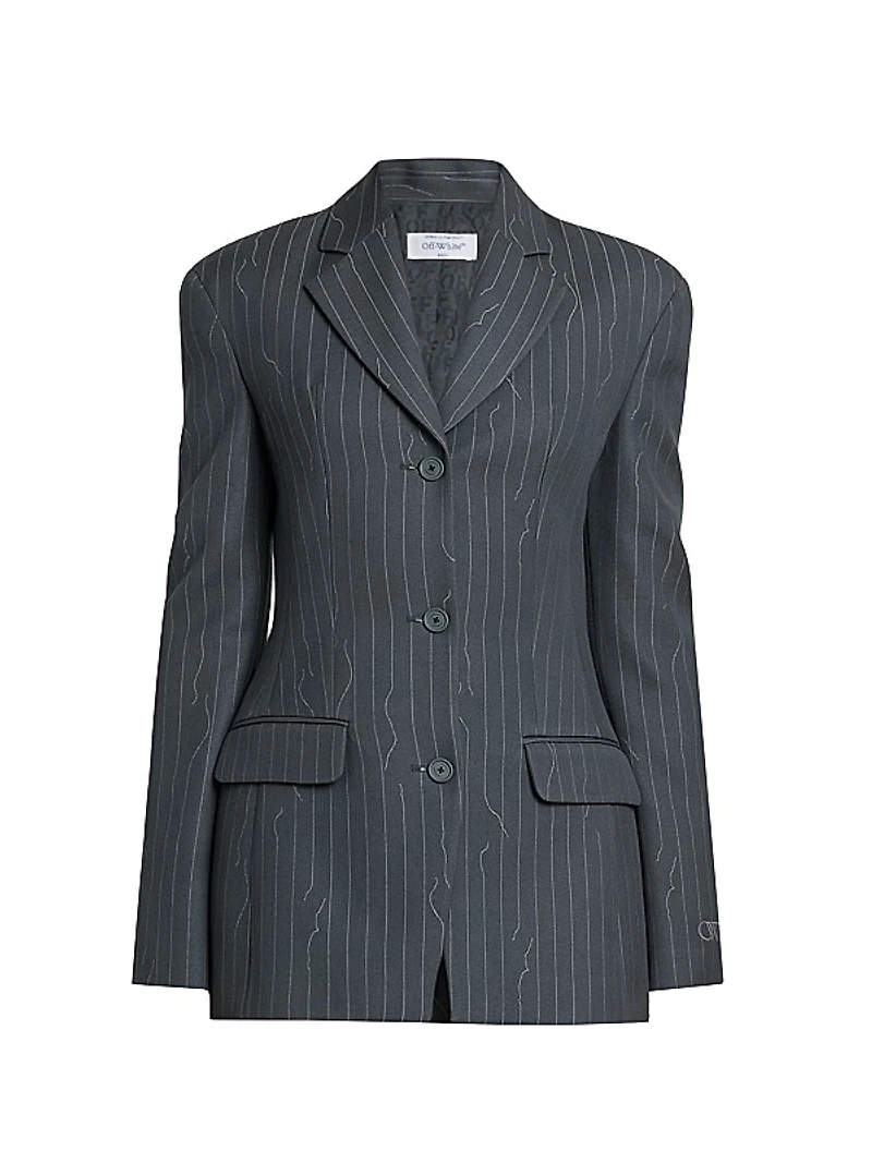Pinstriped Wool-Blend Jacket