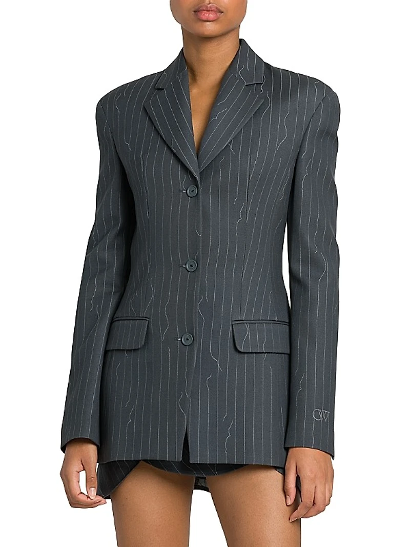 Pinstriped Wool-Blend Jacket
