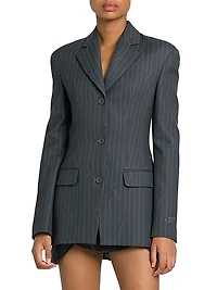Pinstriped Wool-Blend Jacket