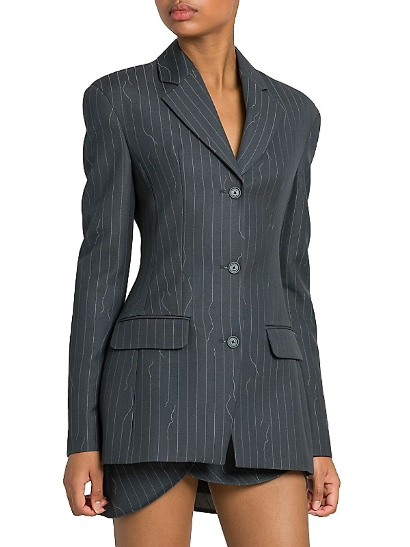 Pinstriped Wool-Blend Jacket