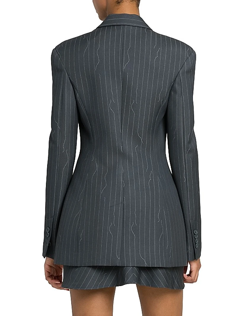 Pinstriped Wool-Blend Jacket