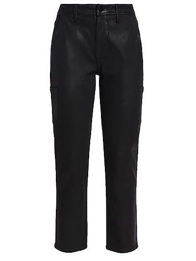 Jolie Coated Straight-Leg Crop Pants