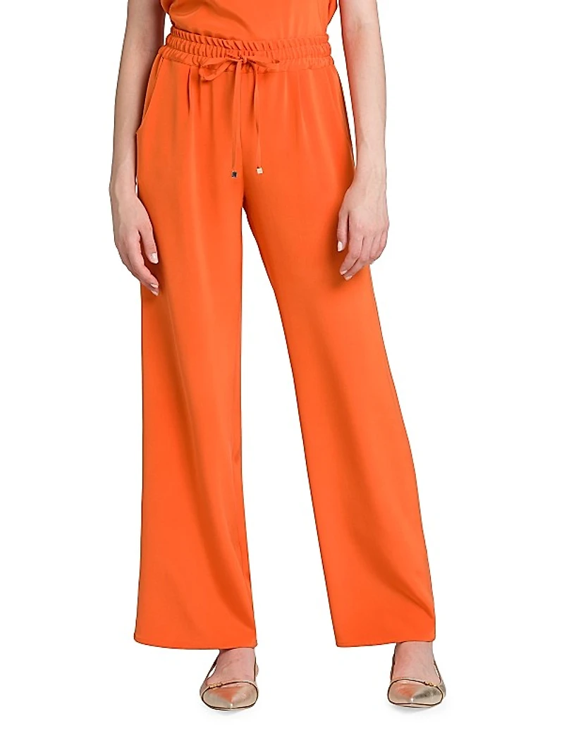 Silk-Blend Drawstring Pants