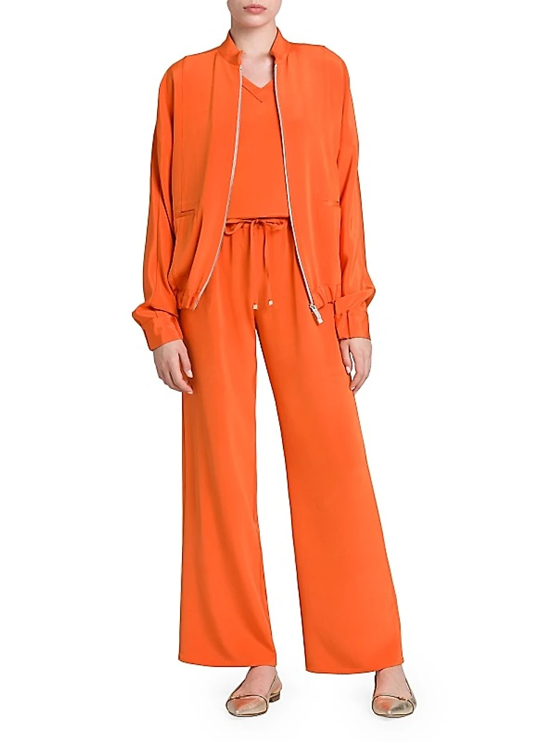 Silk-Blend Drawstring Pants