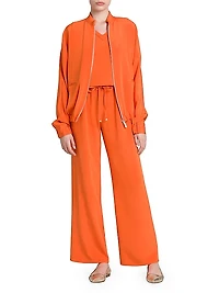 Silk-Blend Drawstring Pants