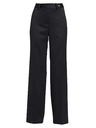 Wide-Leg Wool-Blend Trousers