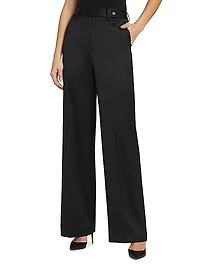 Wide-Leg Wool-Blend Trousers
