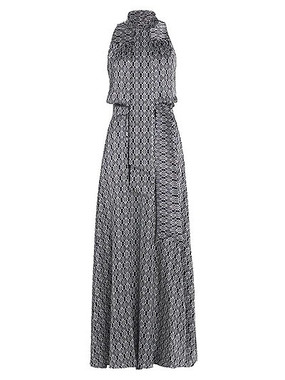 Graphic Print Silk Sleeveless Maxi Dress