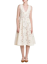 Cutout Linen Fit-&-Flare Dress