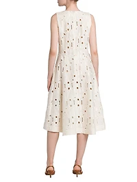 Cutout Linen Fit-&-Flare Dress