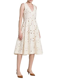 Cutout Linen Fit-&-Flare Dress