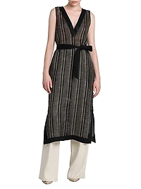 Striped Linen V-Neck Dress