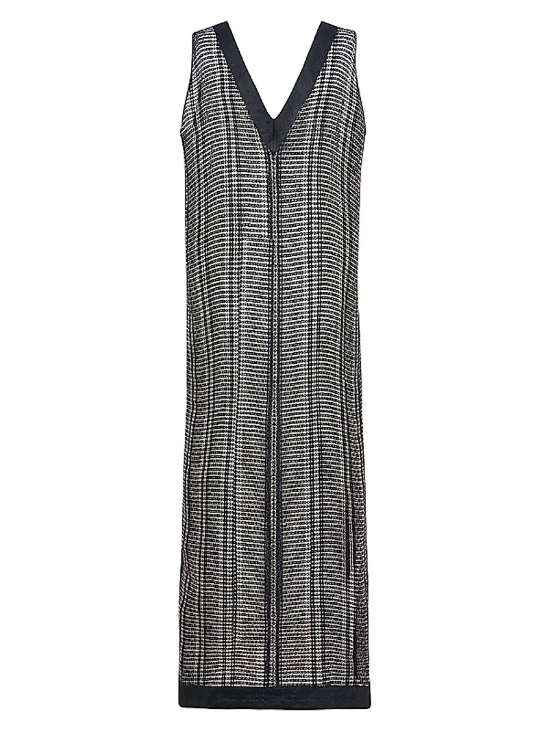 Striped Linen V-Neck Dress