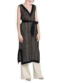 Striped Linen V-Neck Dress