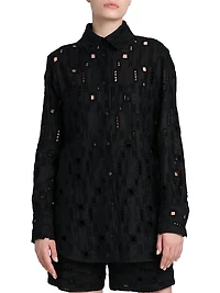 Oversized Eyelet Linen Shirt