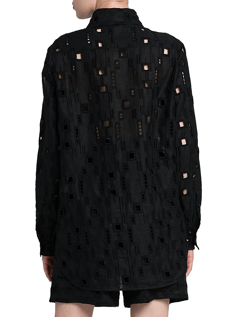 Oversized Eyelet Linen Shirt