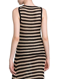 Sleeveless Striped Silk Sweater