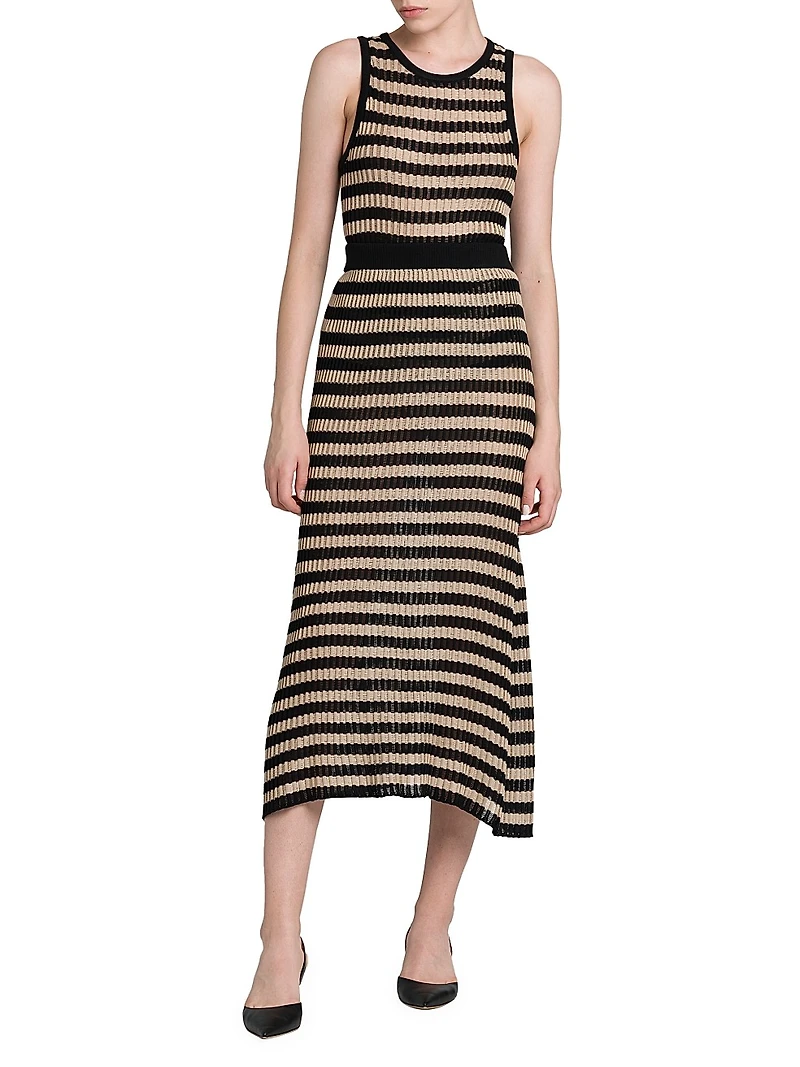 Sleeveless Striped Silk Sweater