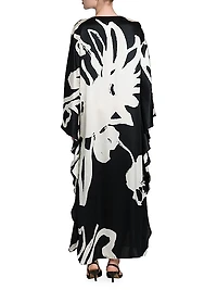 Printed Floor-Length Silk Caftan
