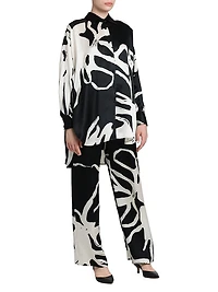 Printed High-Low Silk Blouse