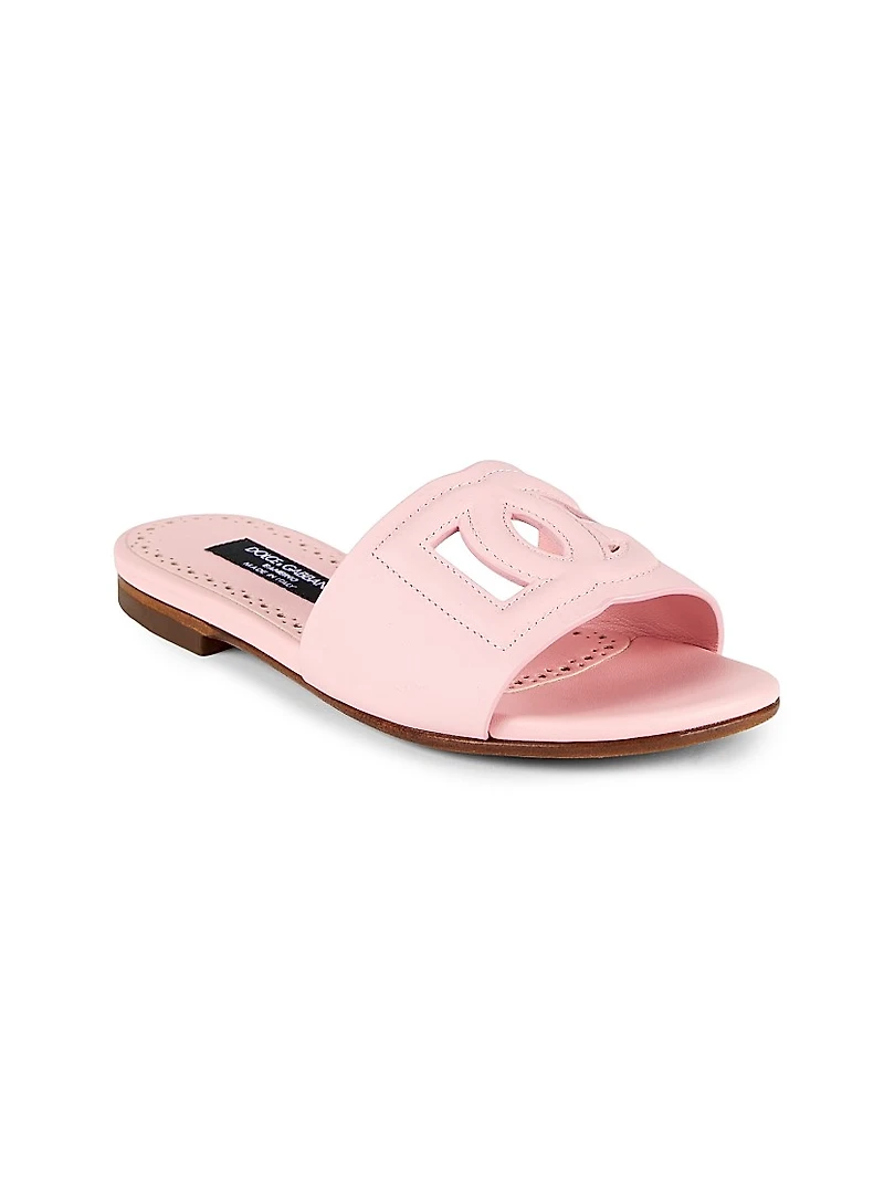 Girl's Logo Leather Slides