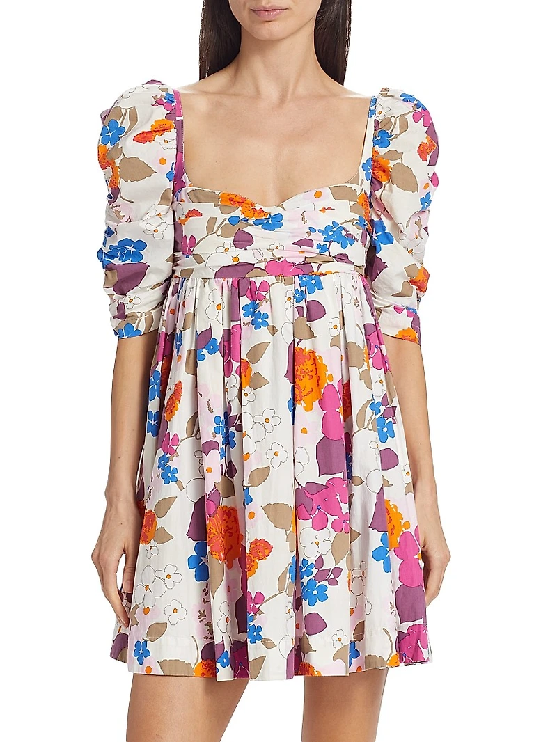 Floral Puff-Sleeve Minidress