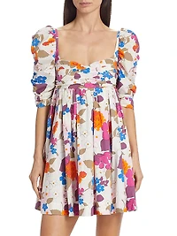 Floral Puff-Sleeve Minidress
