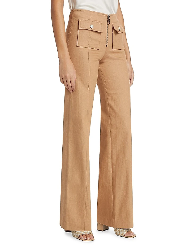Azure Cotton-Blend Zip Pants