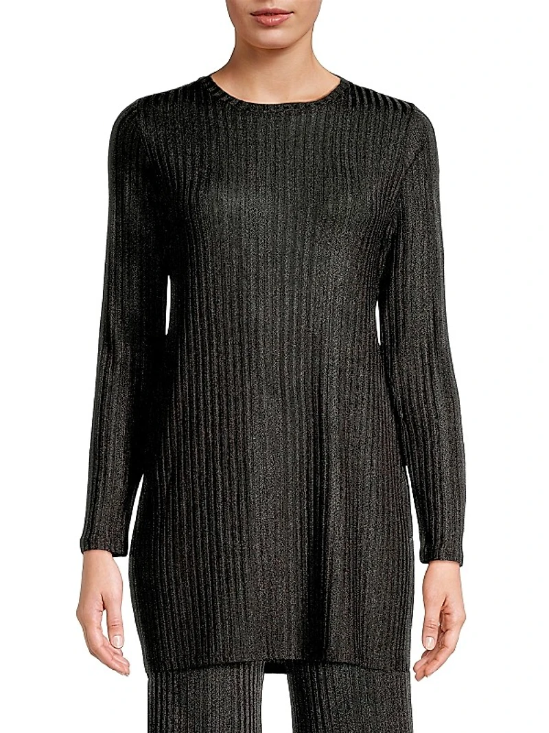 Jenna Metallic Rib-Knit Tunic