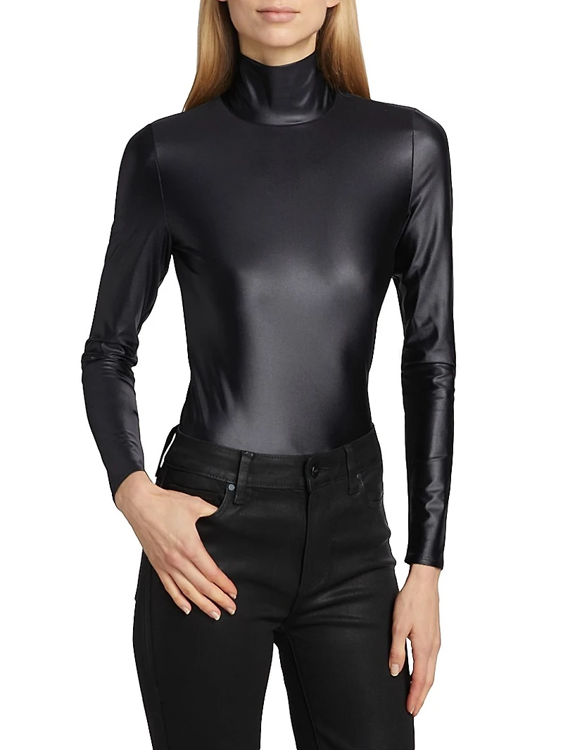 Matte Metallic Turtleneck Bodysuit