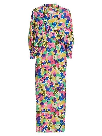 Draped Floral Maxi Dress