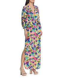 Draped Floral Maxi Dress