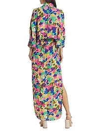 Draped Floral Maxi Dress