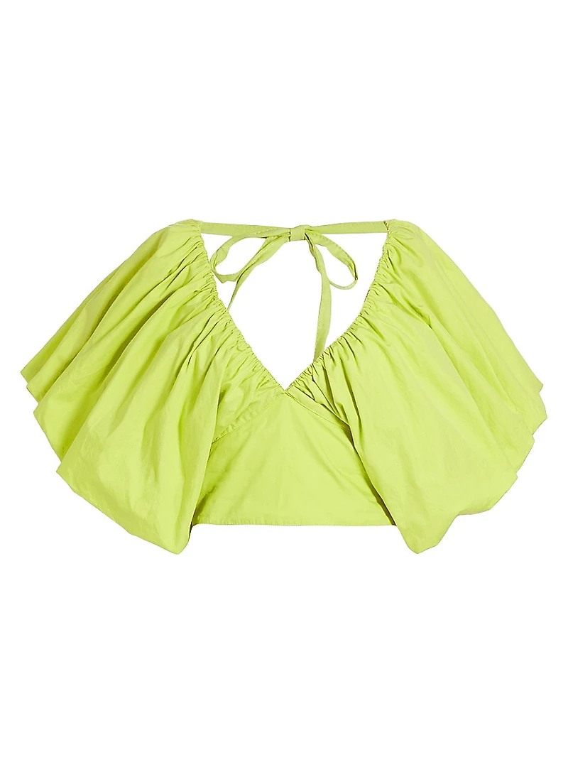 Puff-Sleeve Cotton Crop Top