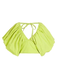 Puff-Sleeve Cotton Crop Top