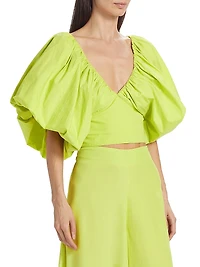 Puff-Sleeve Cotton Crop Top