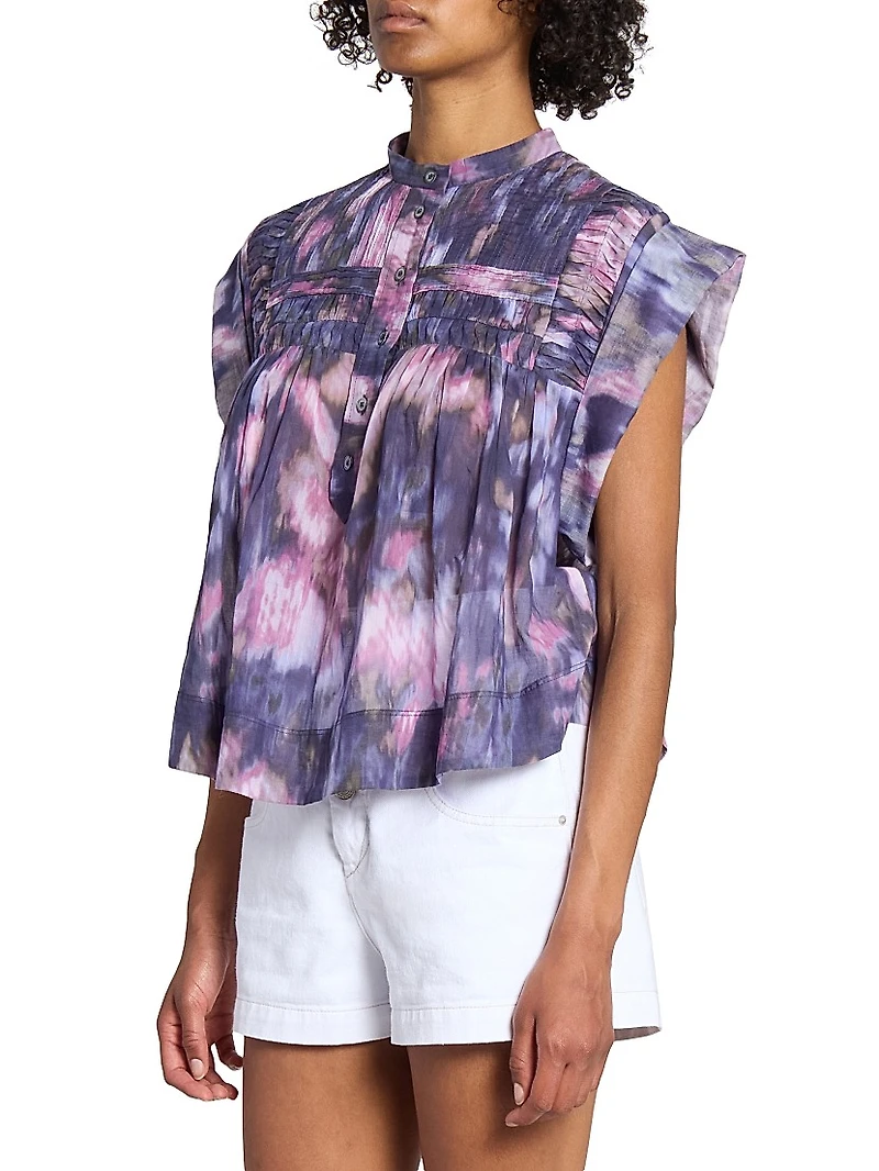 Leaza Tie-Dye Pleated Top