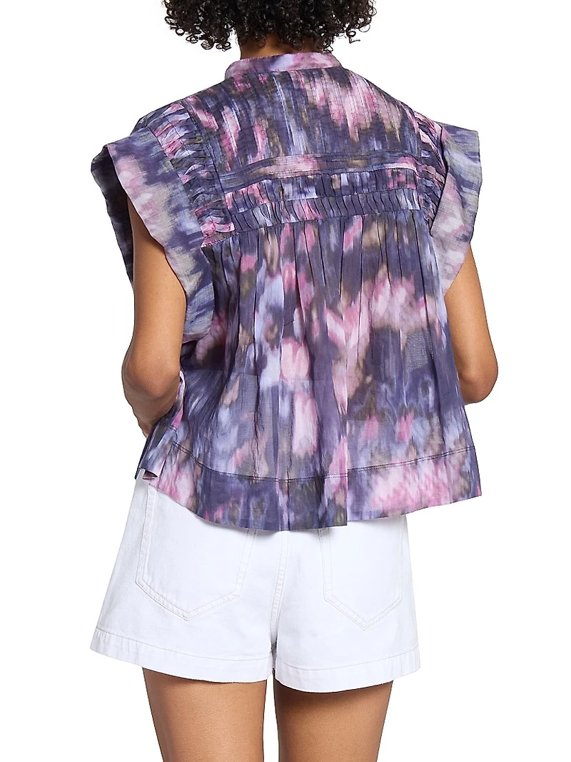 Leaza Tie-Dye Pleated Top