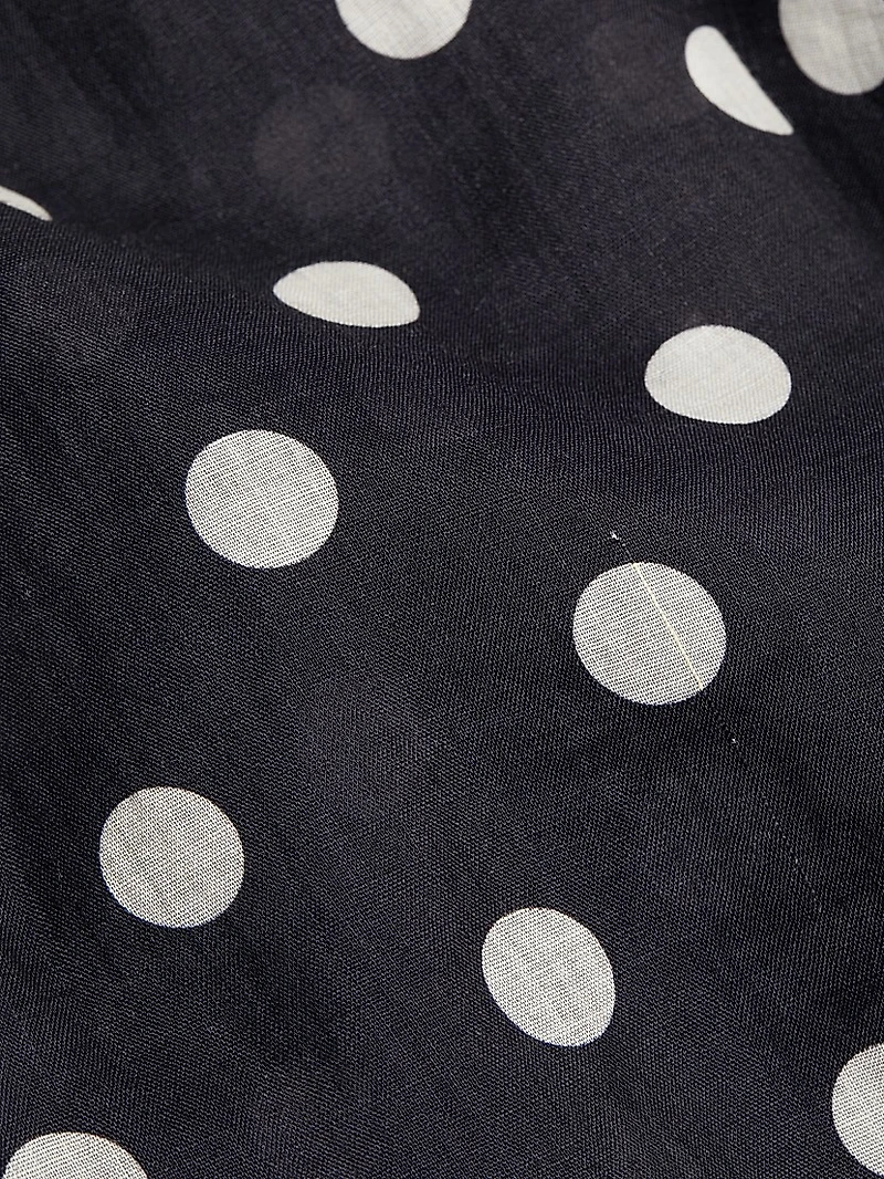 Tuck Belted Polka Dot Wide-Leg Pant