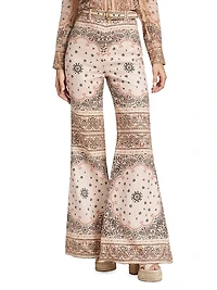 Belted Flared Linen Pants